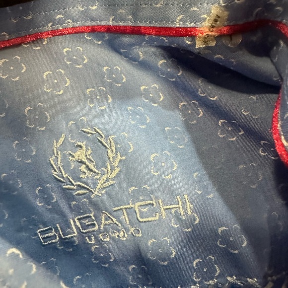 Men large bugatchi Classic Fit Short Sleeve blue Shirt - Picture 5 of 8